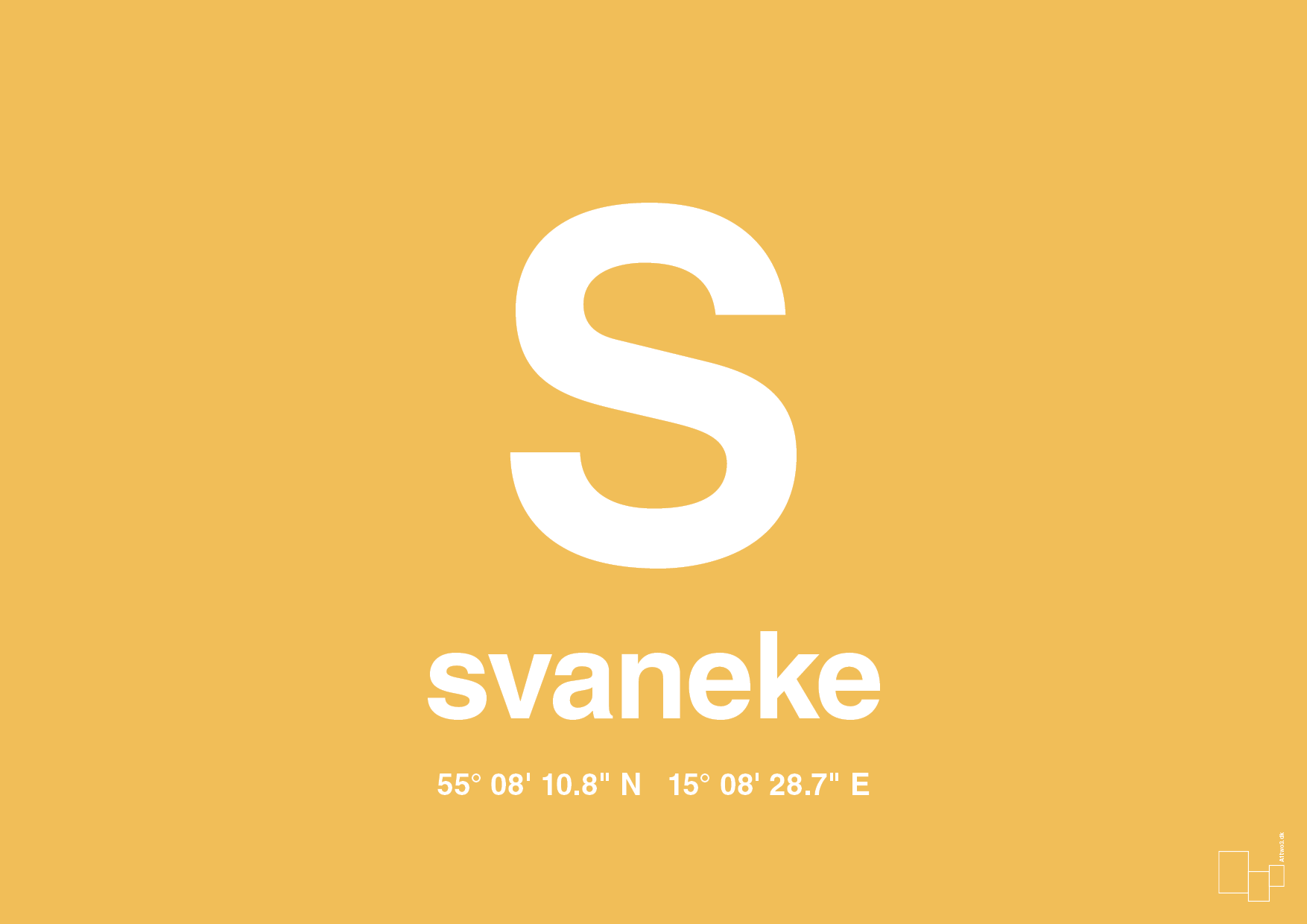 plakat: byplakat svaneke med koordinater - honeycomb-Byer-A1two3