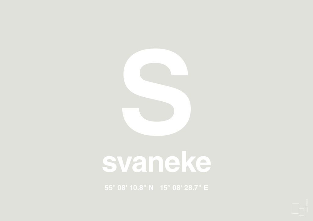 plakat: byplakat svaneke med koordinater - painters white-Byer-A1two3