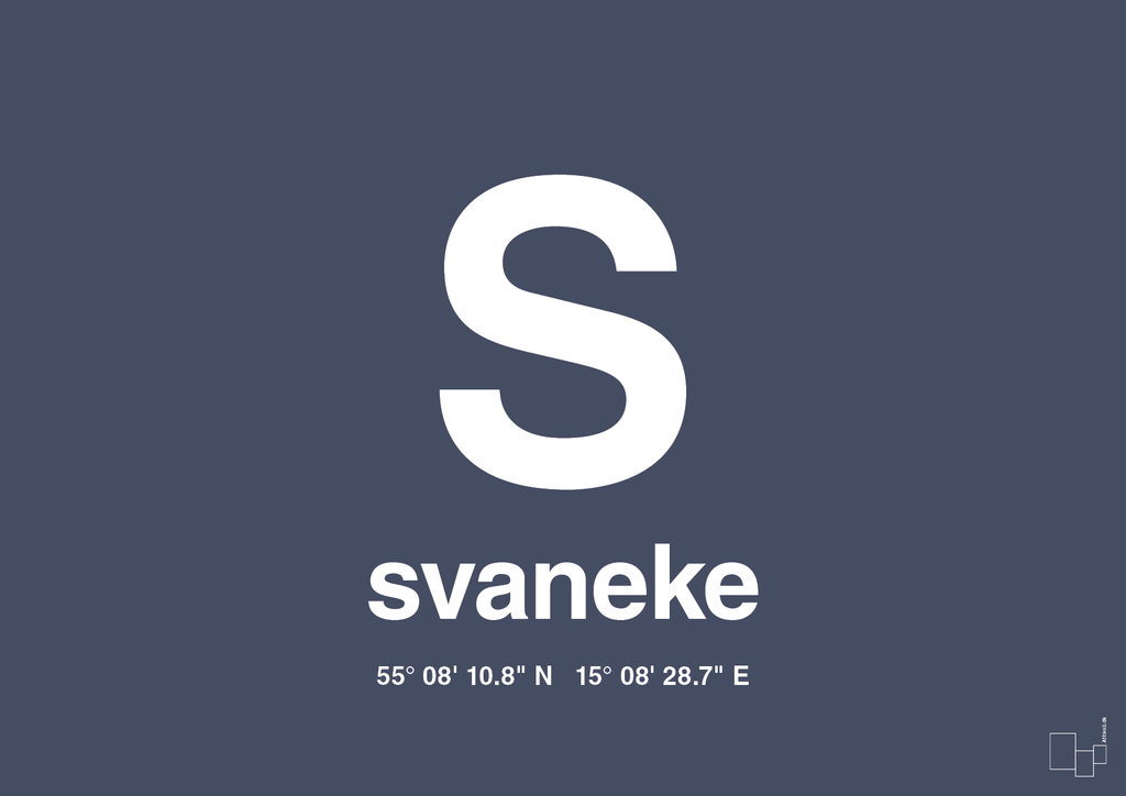 Byplakat svaneke med koordinater - petrol-Byer-A1two3