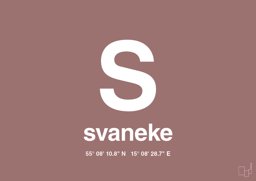 plakat: byplakat svaneke med koordinater - plum-Byer-A1two3