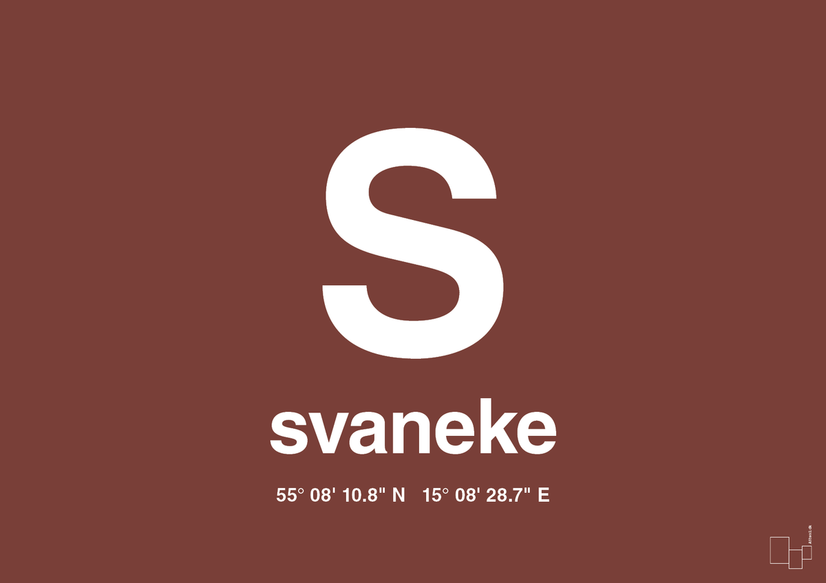 plakat: byplakat svaneke med koordinater - red pepper-Byer-A1two3