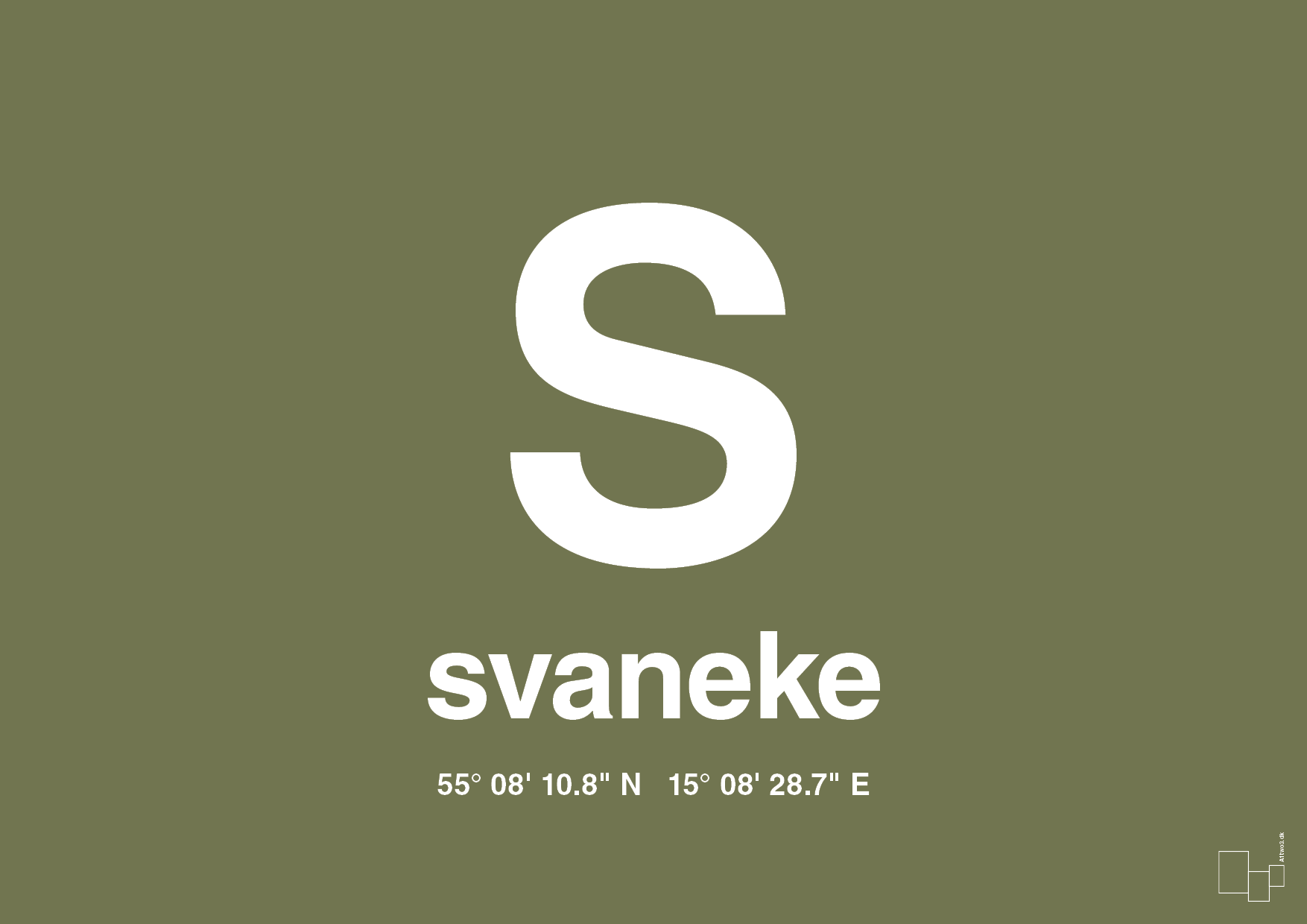 plakat: byplakat svaneke med koordinater - secret meadow-Byer-A1two3