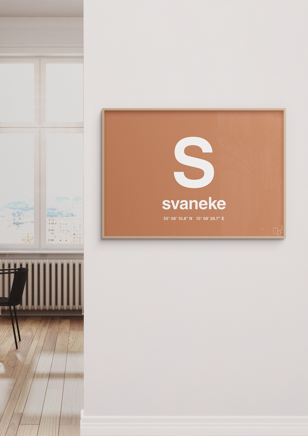 plakat: byplakat svaneke med koordinater - bubble shell-Byer-A1two3
