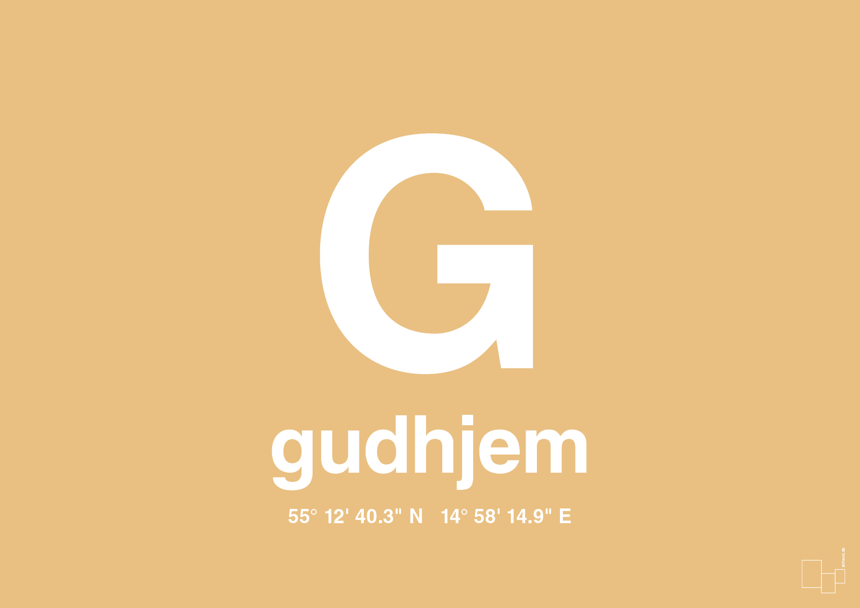 plakat: byplakat gudhjem med koordinater - charismatic-Byer-A1two3