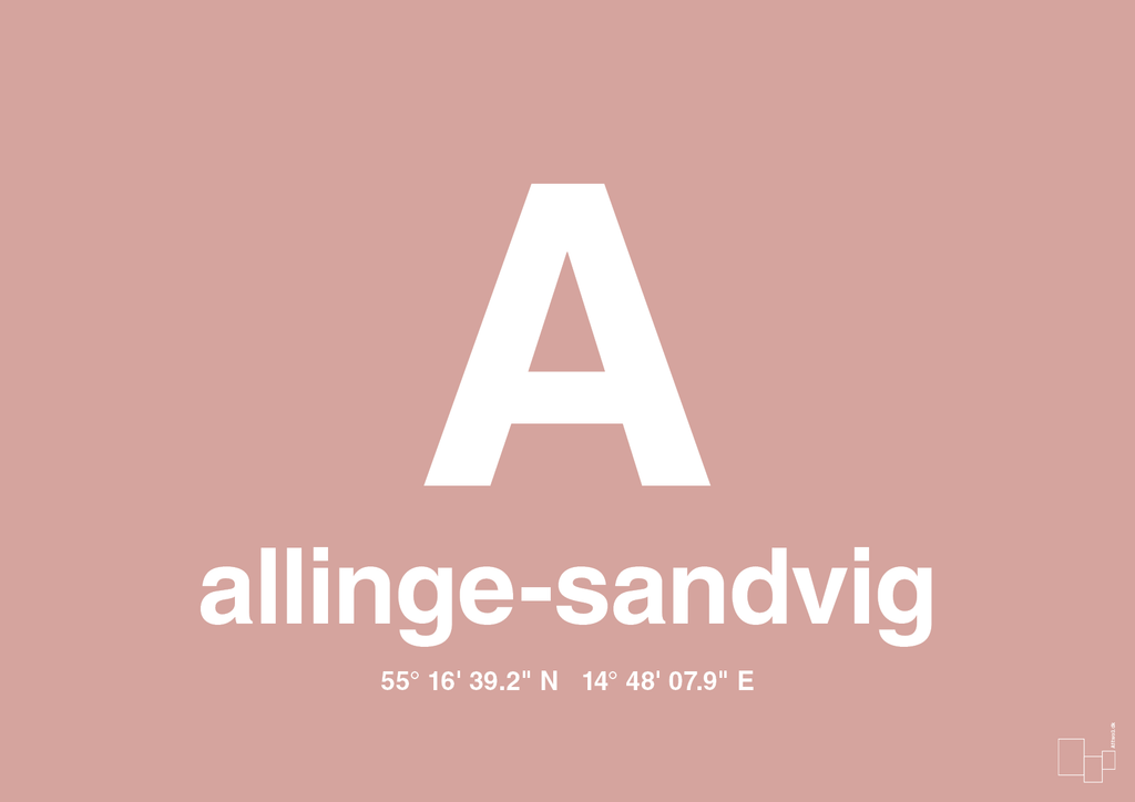 plakat: byplakat allinge-sandvig med koordinater - bubble shell-Byer-A1two3