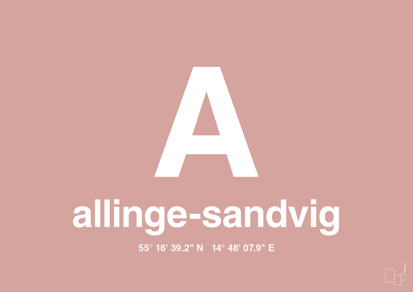 plakat: byplakat allinge-sandvig med koordinater - bubble shell-Byer-A1two3