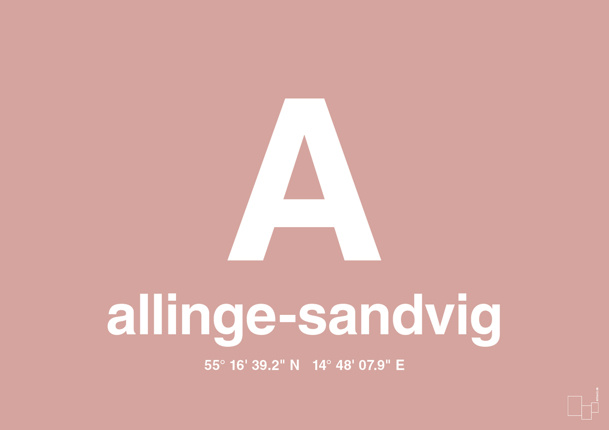 plakat: byplakat allinge-sandvig med koordinater - bubble shell-Byer-A1two3