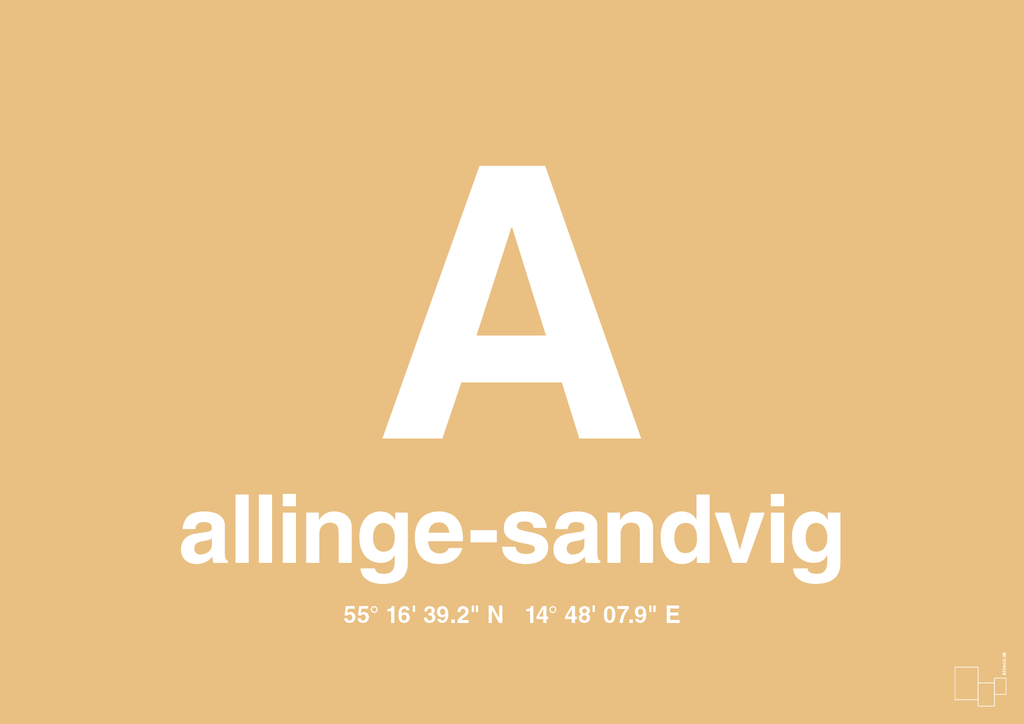 plakat: byplakat allinge-sandvig med koordinater - charismatic-Byer-A1two3
