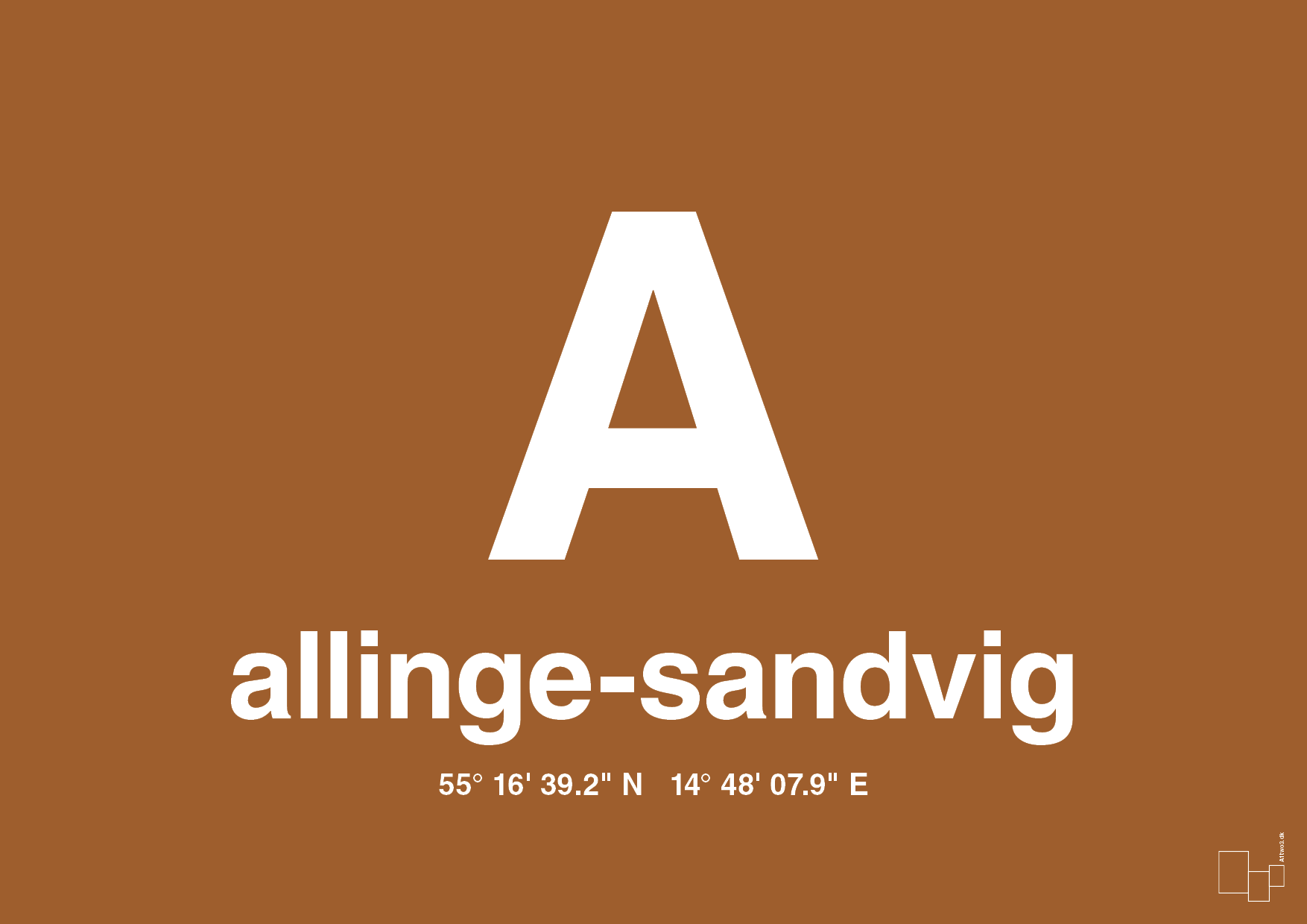 plakat: byplakat allinge-sandvig med koordinater - cognac-Byer-A1two3