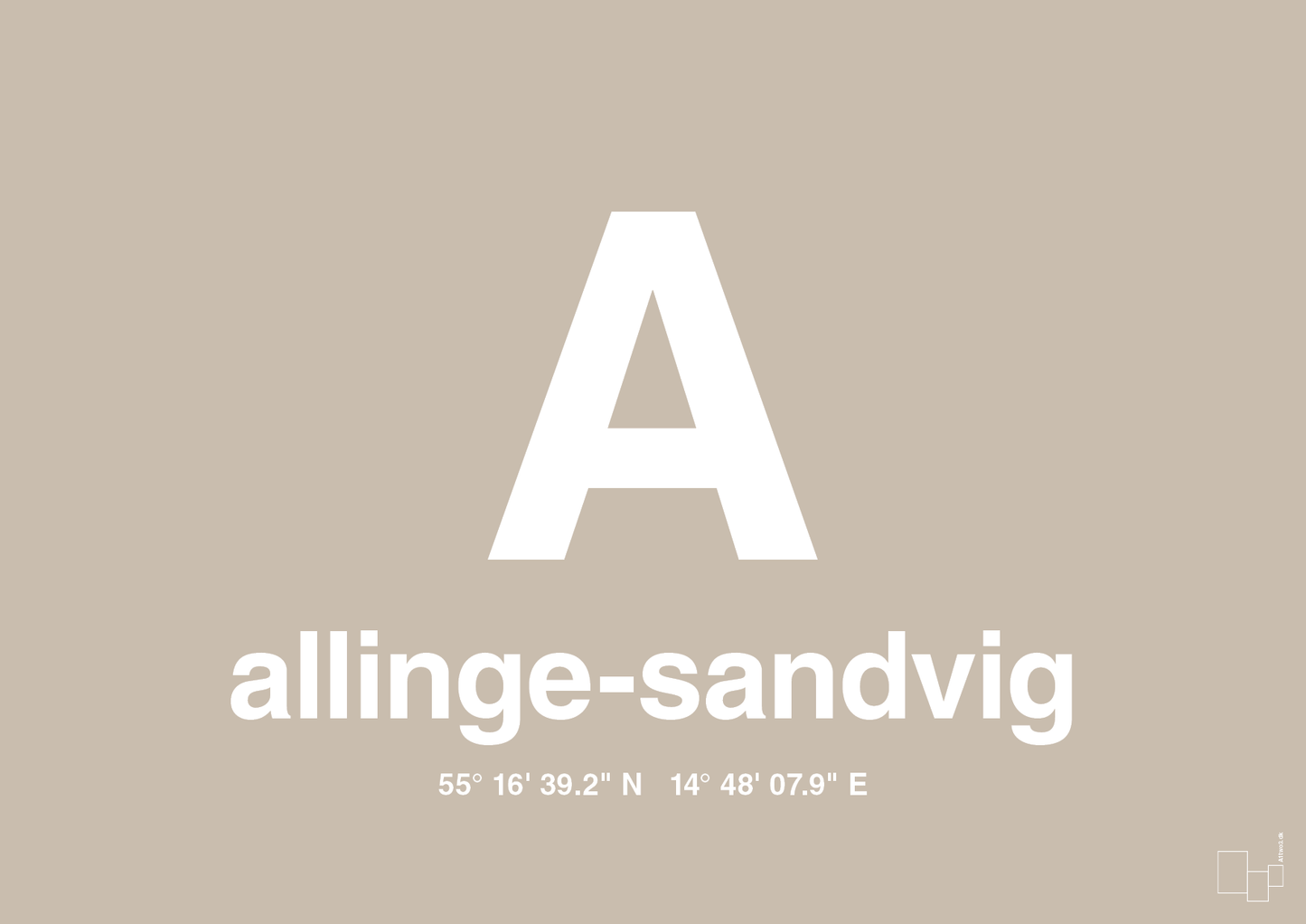 plakat: byplakat allinge-sandvig med koordinater - creamy mushroom-Byer-A1two3
