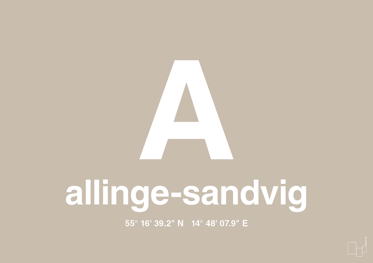 plakat: byplakat allinge-sandvig med koordinater - creamy mushroom-Byer-A1two3