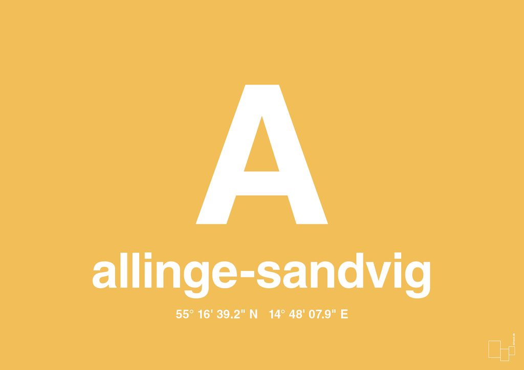 plakat: byplakat allinge-sandvig med koordinater - honeycomb-Byer-A1two3