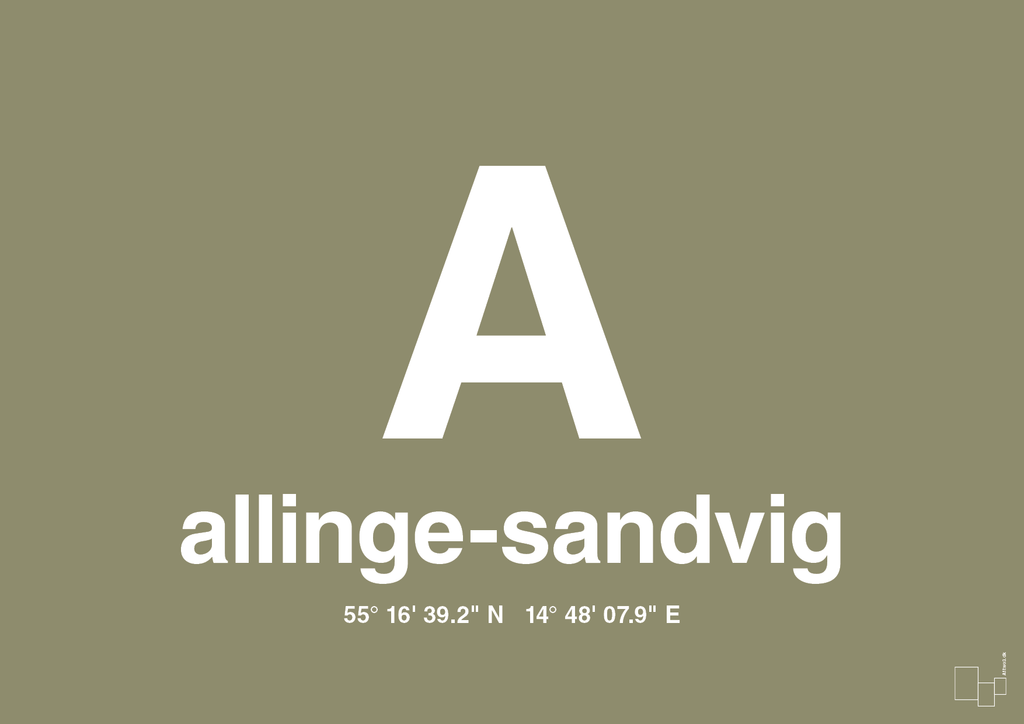 plakat: byplakat allinge-sandvig med koordinater - misty forrest-Byer-A1two3