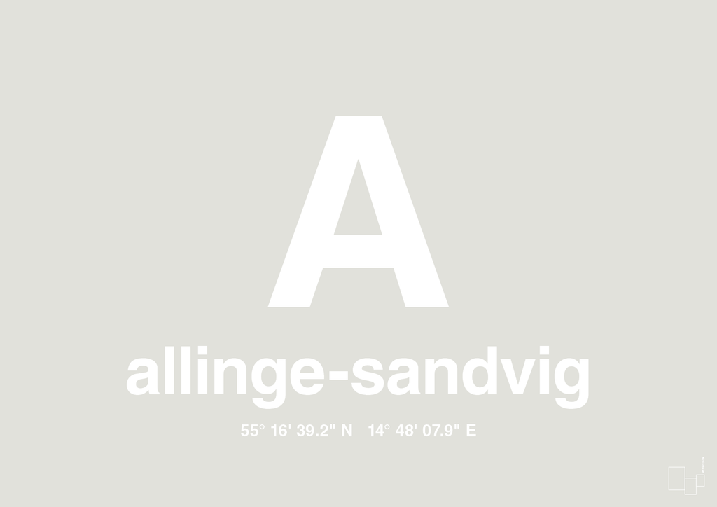 plakat: byplakat allinge-sandvig med koordinater - painters white-Byer-A1two3