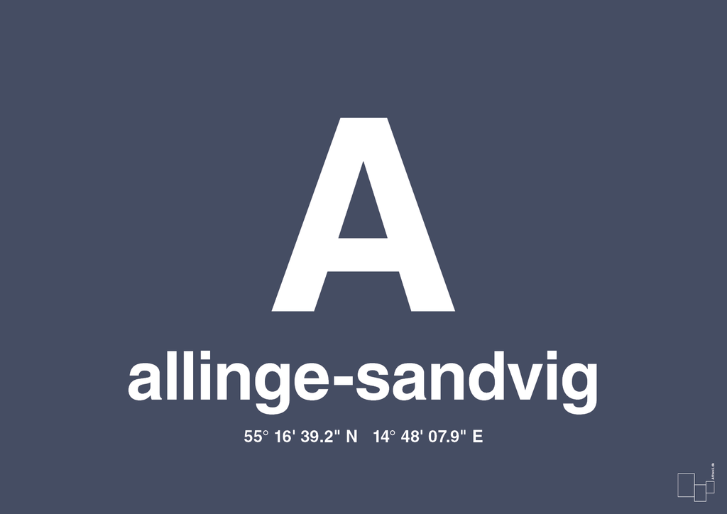 Byplakat allinge-sandvig med koordinater - petrol-Byer-A1two3