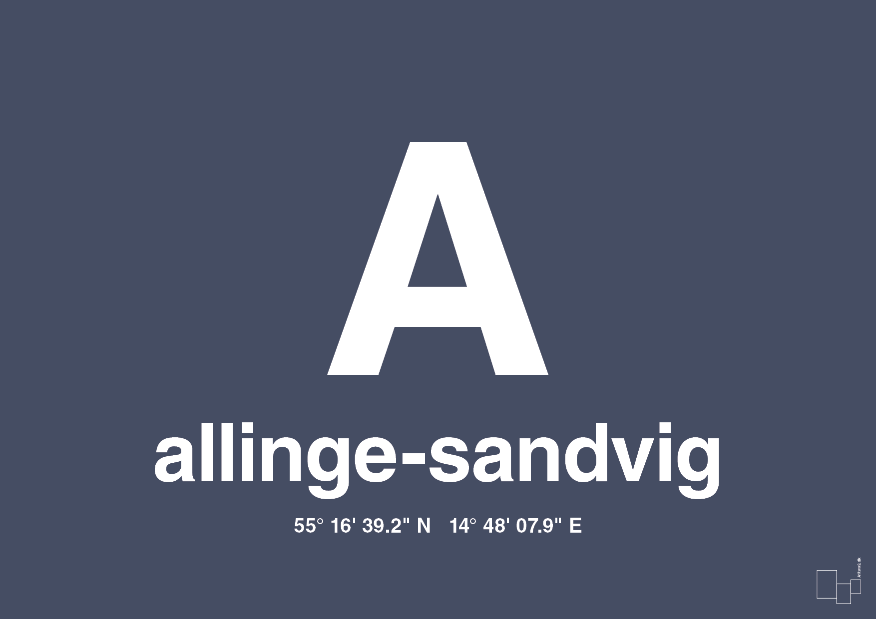 Byplakat allinge-sandvig med koordinater - petrol-Byer-A1two3