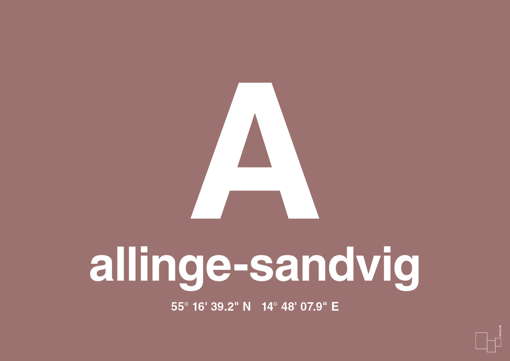 plakat: byplakat allinge-sandvig med koordinater - plum-Byer-A1two3