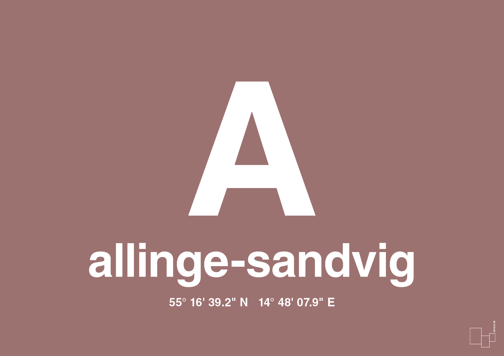 plakat: byplakat allinge-sandvig med koordinater - plum-Byer-A1two3