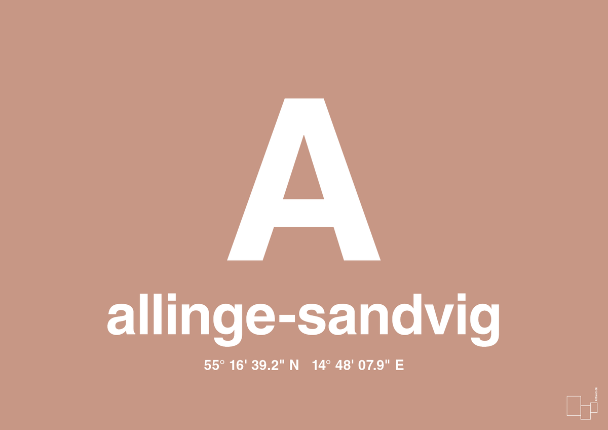 plakat: byplakat allinge-sandvig med koordinater - powder-Byer-A1two3
