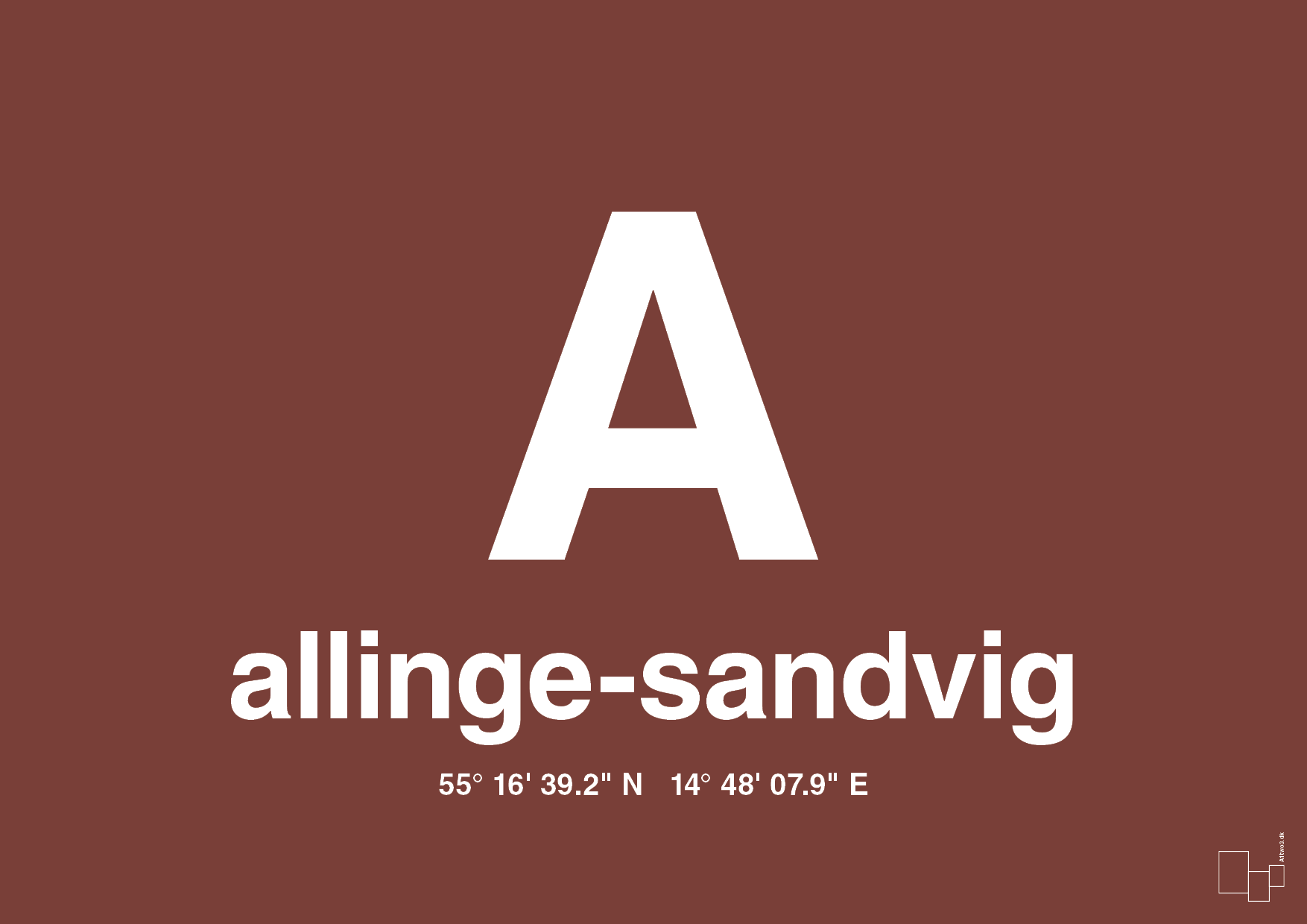 plakat: byplakat allinge-sandvig med koordinater - red pepper-Byer-A1two3