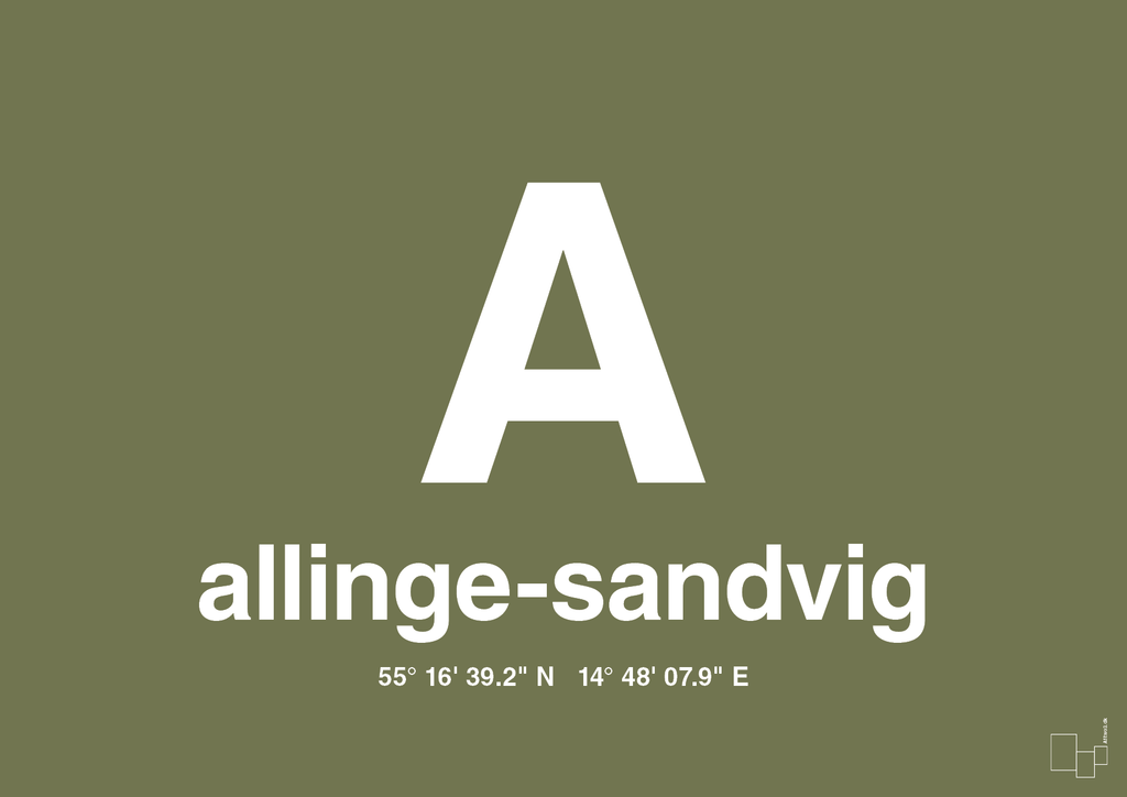 plakat: byplakat allinge-sandvig med koordinater - secret meadow-Byer-A1two3