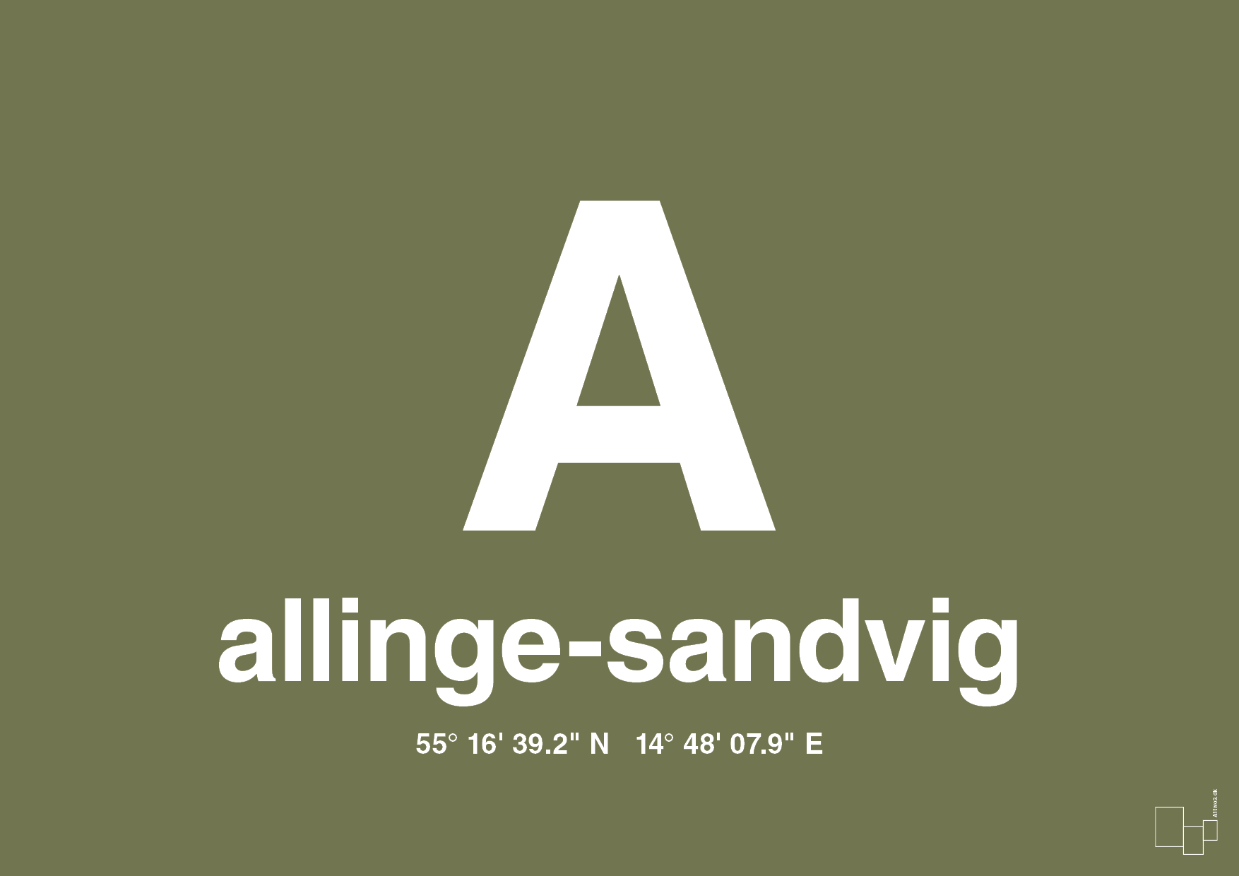 plakat: byplakat allinge-sandvig med koordinater - secret meadow-Byer-A1two3