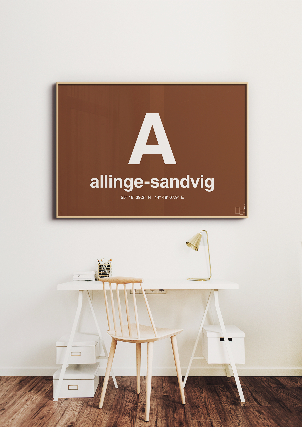 plakat: byplakat allinge-sandvig med koordinater - heavenly blue-Byer-A1two3