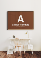 plakat: byplakat allinge-sandvig med koordinater - powder-Byer-A1two3