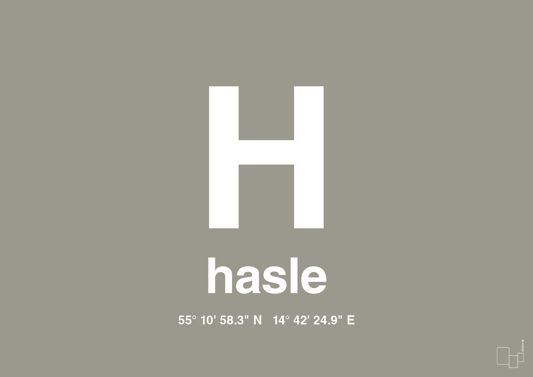 plakat: byplakat hasle med koordinater - battleship gray-Byer-A1two3