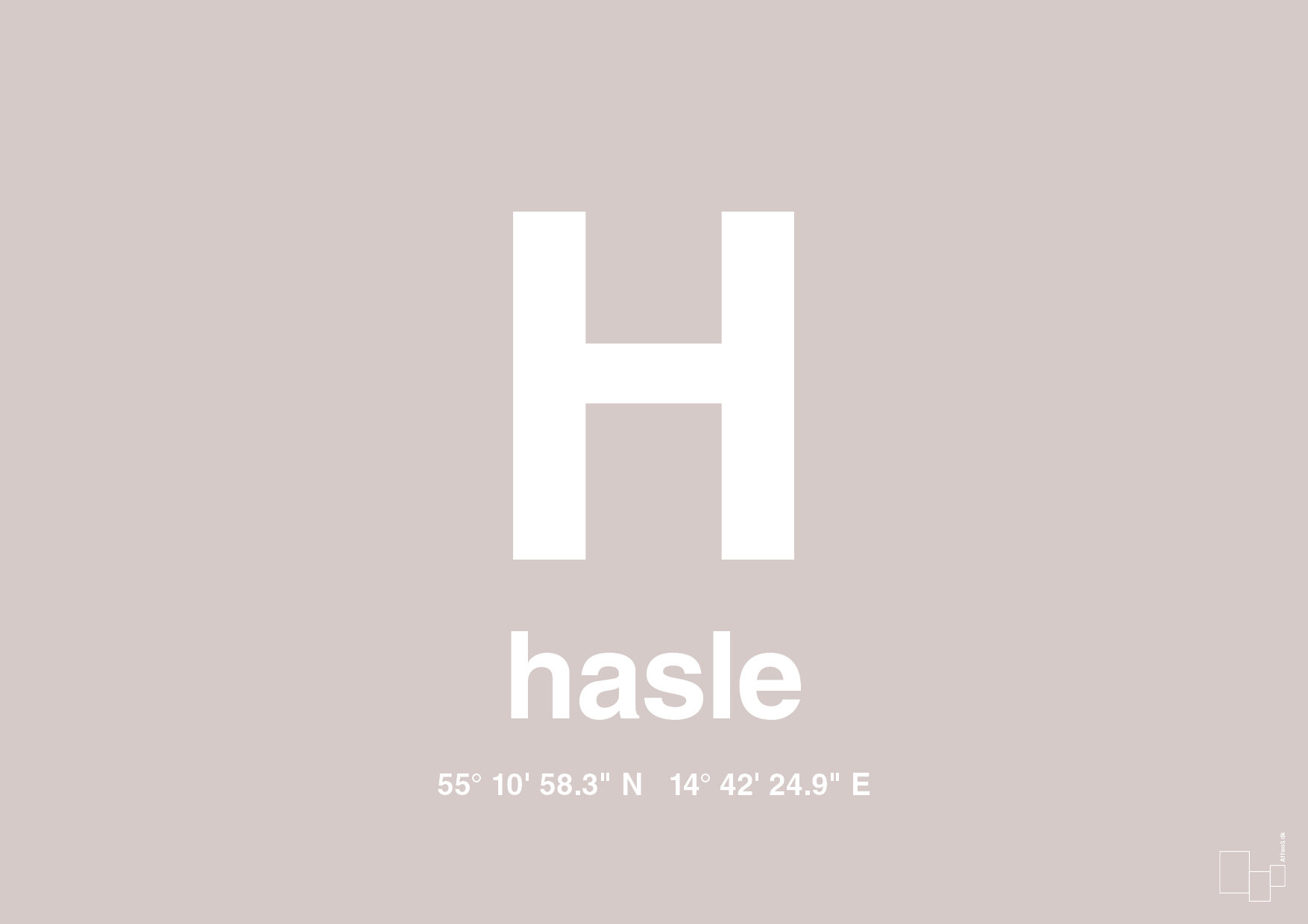plakat: byplakat hasle med koordinater - broken beige-Byer-A1two3