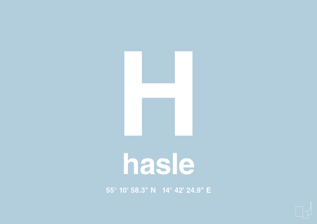 plakat: byplakat hasle med koordinater - heavenly blue-Byer-A1two3