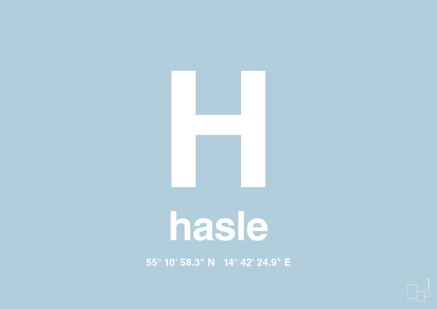 plakat: byplakat hasle med koordinater - heavenly blue-Byer-A1two3