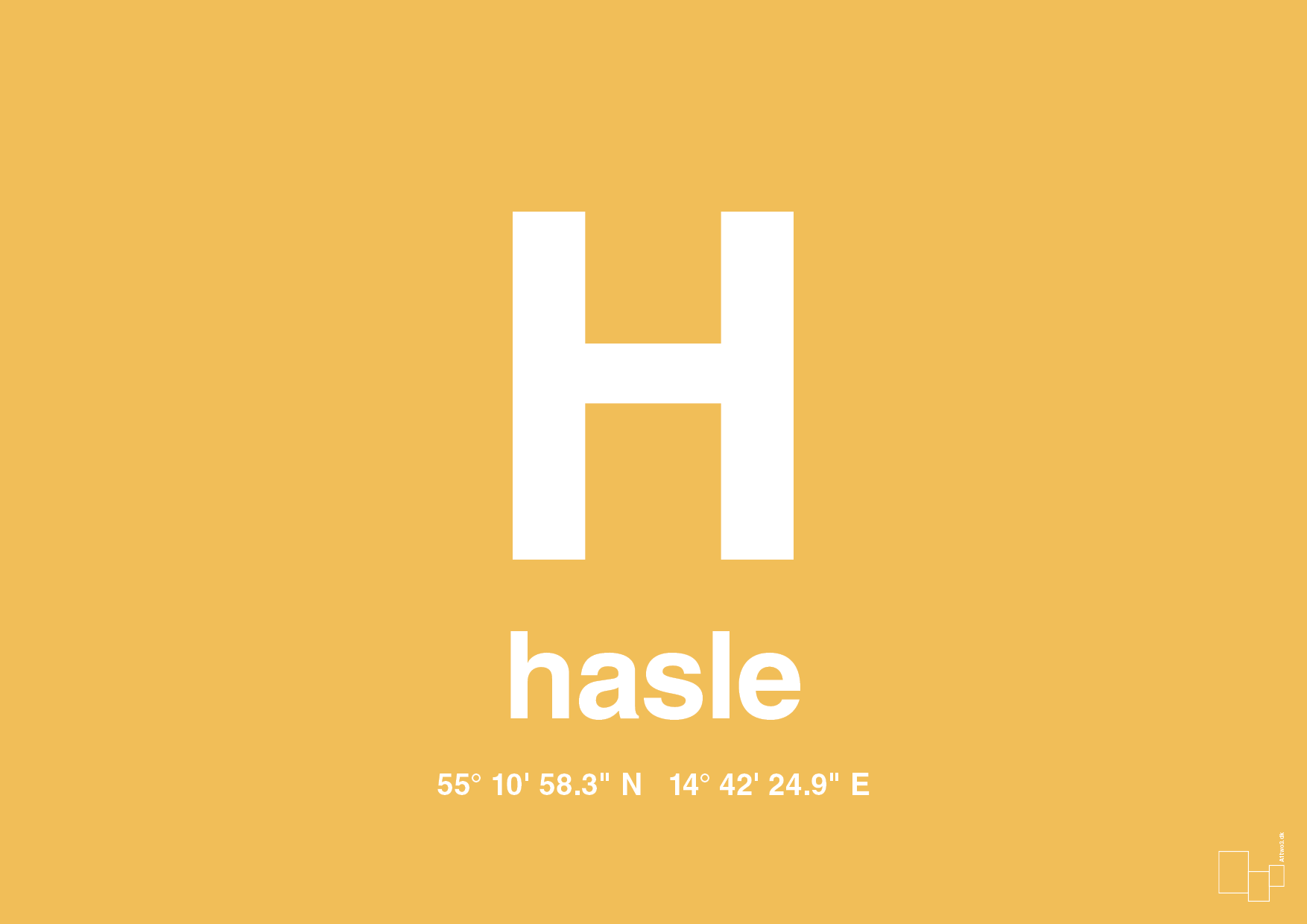 plakat: byplakat hasle med koordinater - honeycomb-Byer-A1two3