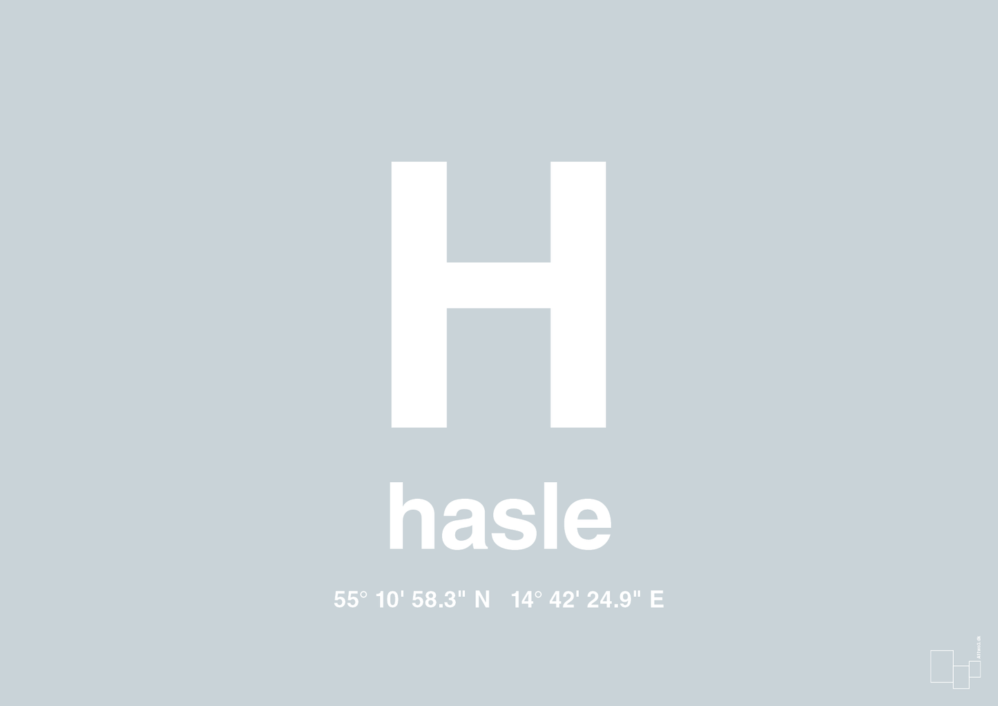 plakat: byplakat hasle med koordinater - light drizzle-Byer-A1two3