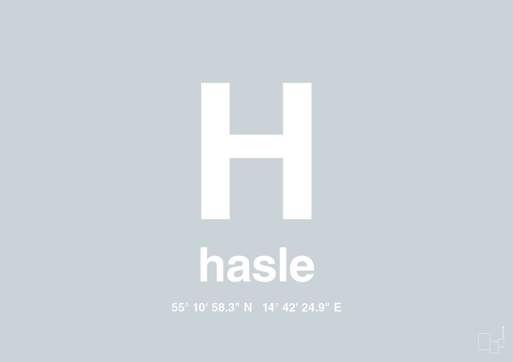 plakat: byplakat hasle med koordinater - light drizzle-Byer-A1two3