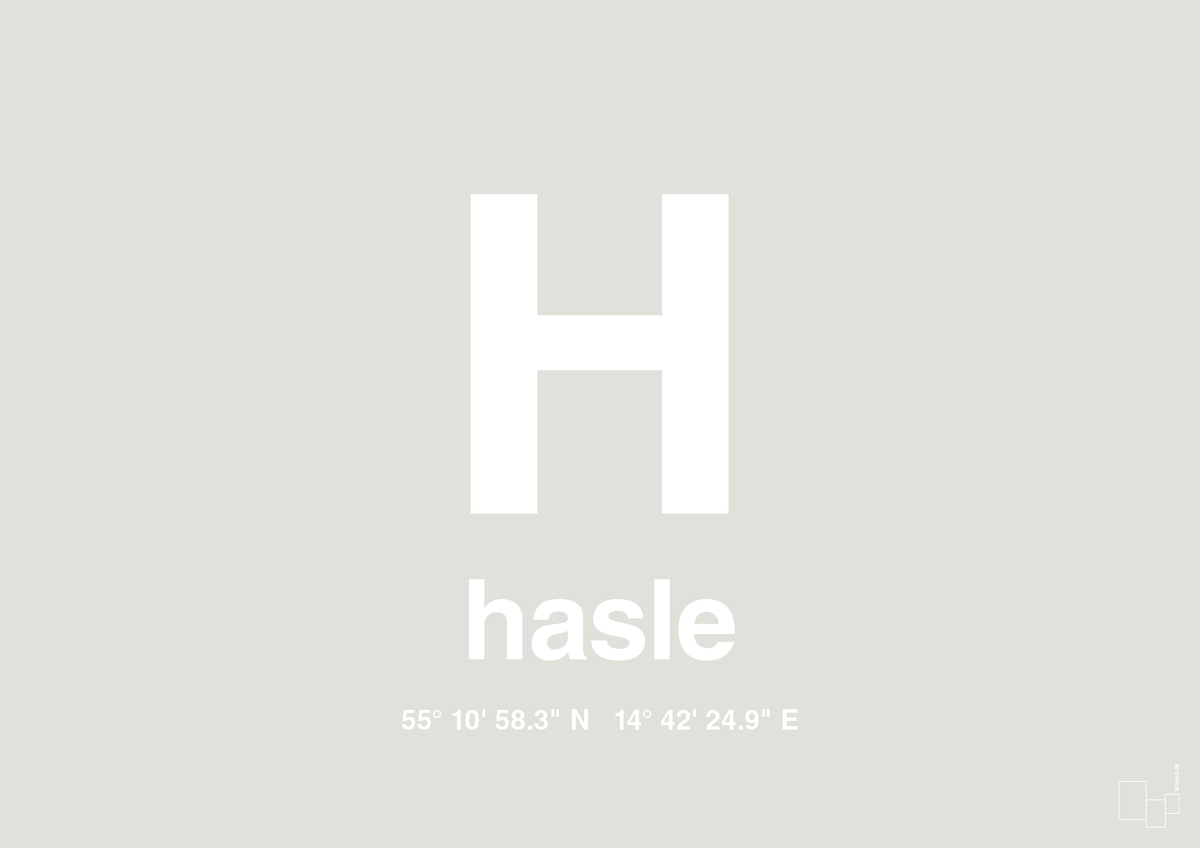 plakat: byplakat hasle med koordinater - painters white-Byer-A1two3
