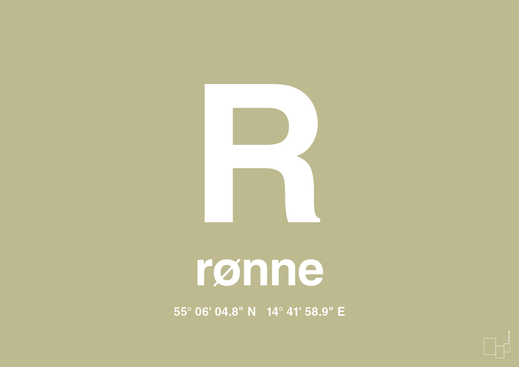 plakat: byplakat rønne med koordinater - back to nature-Byer-A1two3