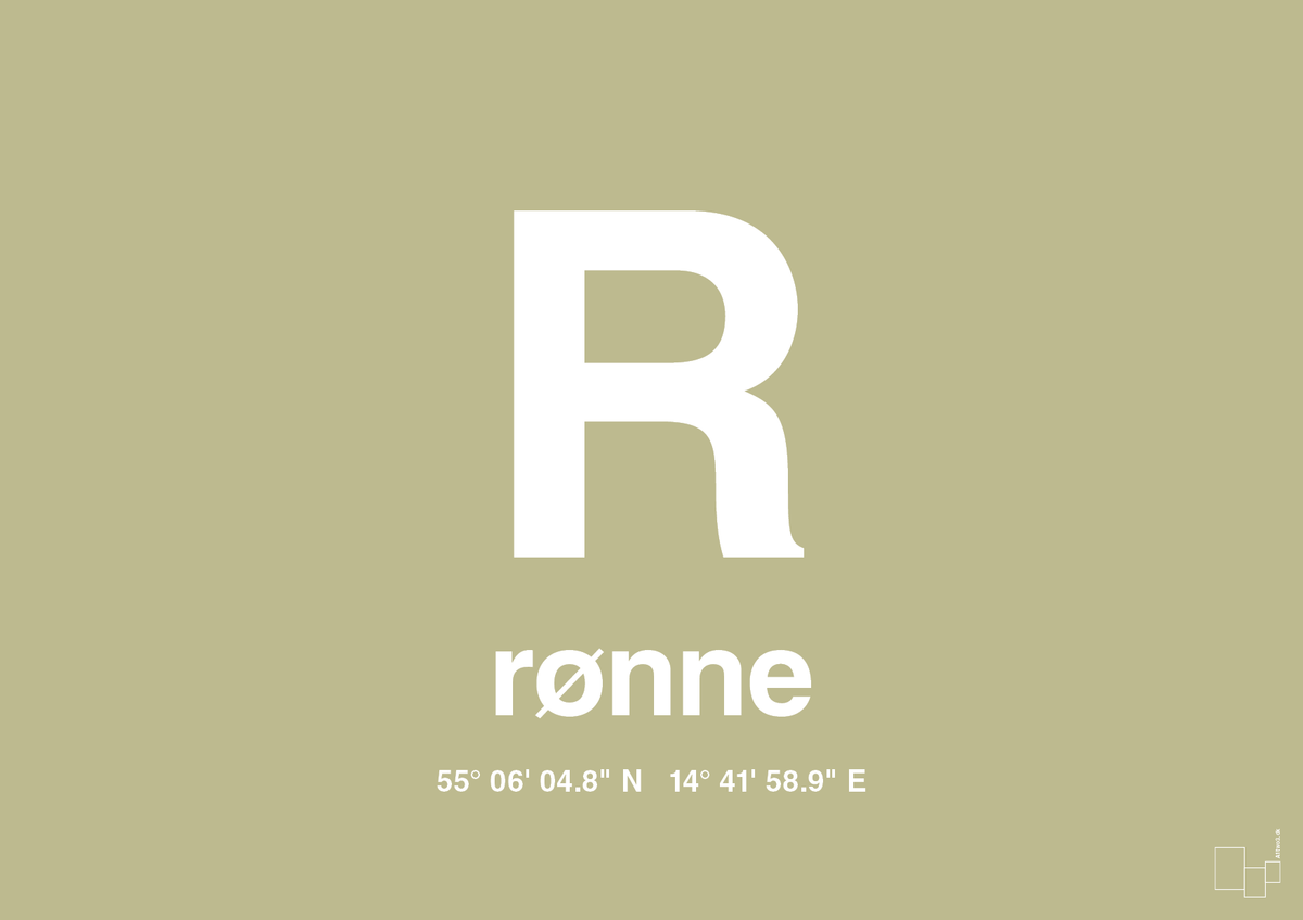 plakat: byplakat rønne med koordinater - back to nature-Byer-A1two3