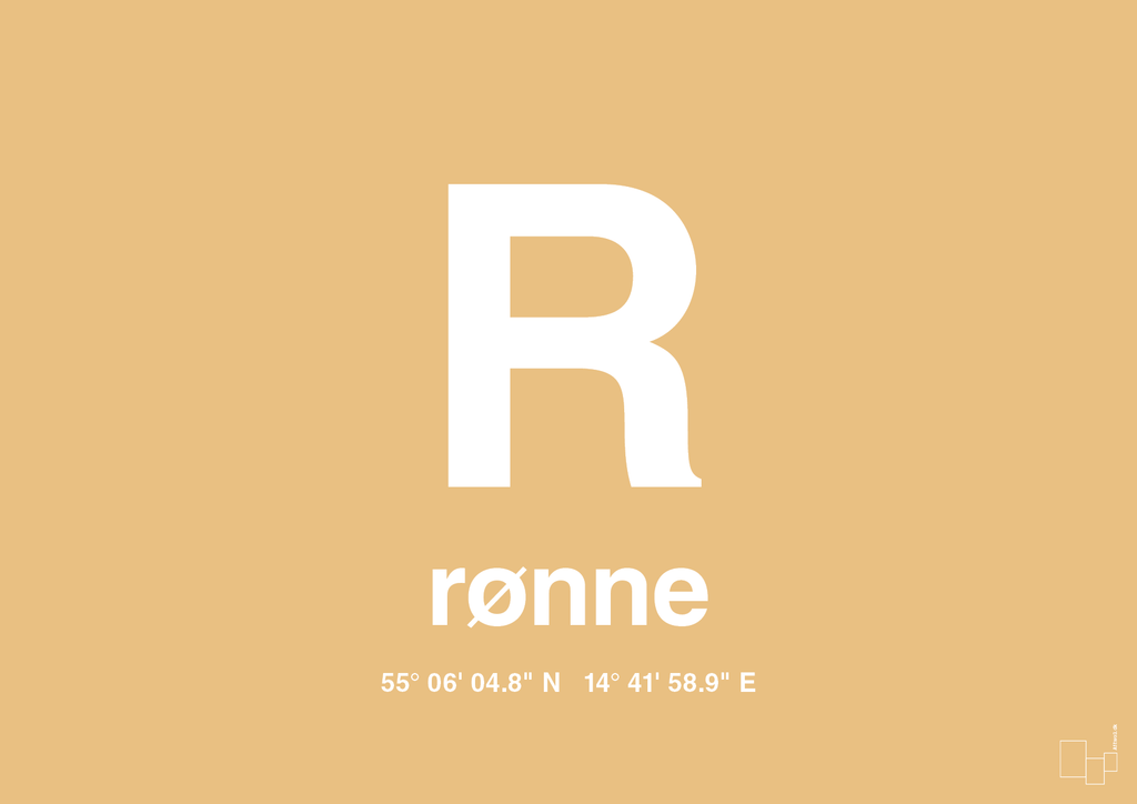 plakat: byplakat rønne med koordinater - charismatic-Byer-A1two3