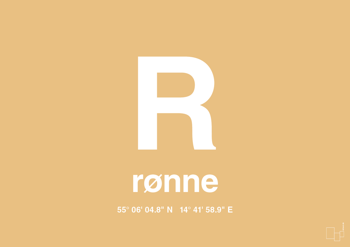 plakat: byplakat rønne med koordinater - charismatic-Byer-A1two3