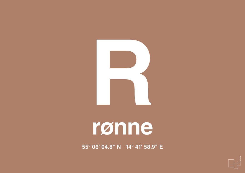 plakat: byplakat rønne med koordinater - cider spice-Byer-A1two3