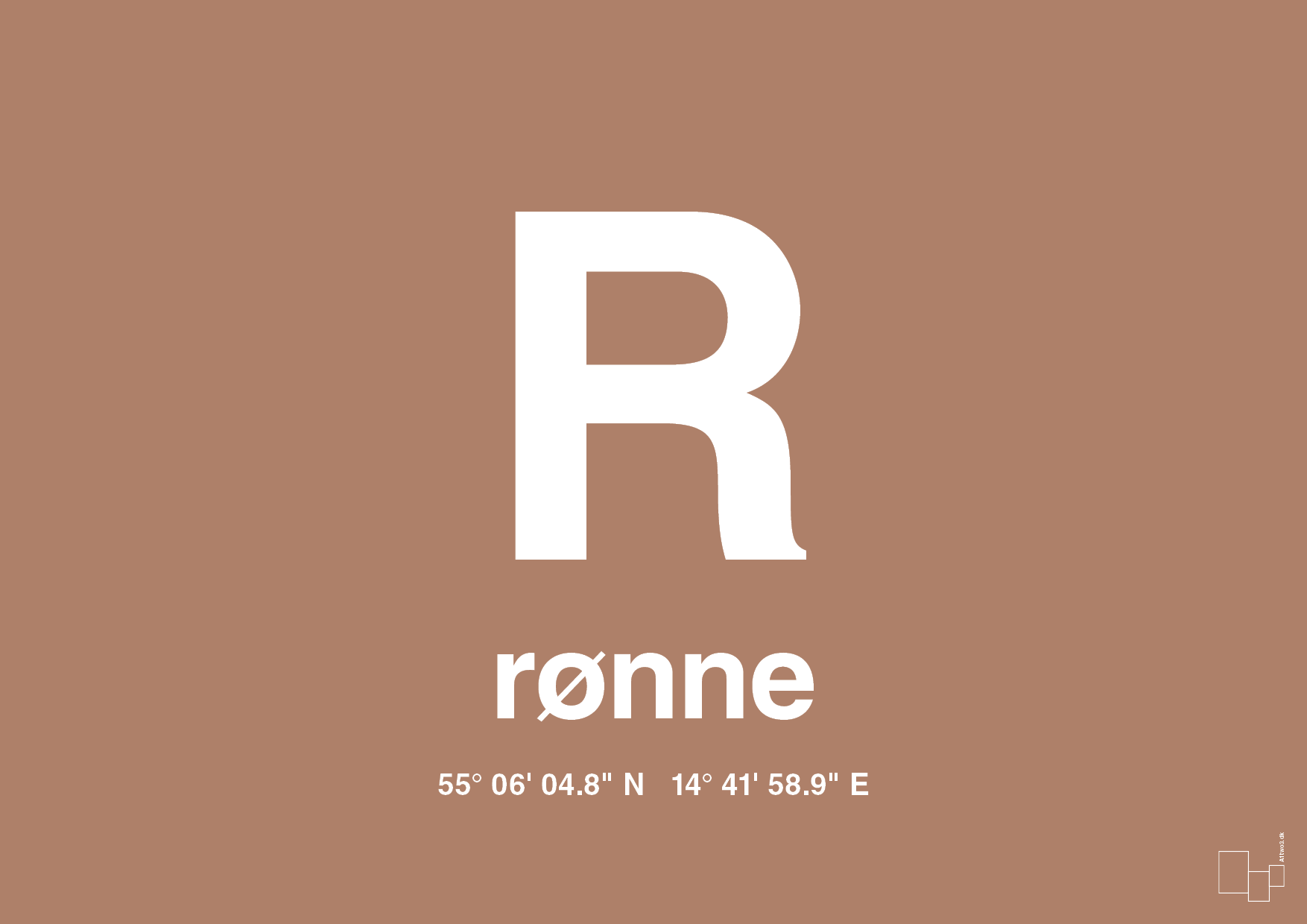 plakat: byplakat rønne med koordinater - cider spice-Byer-A1two3