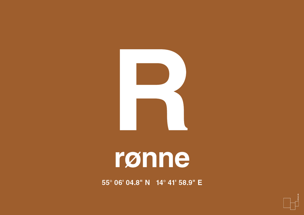 plakat: byplakat rønne med koordinater - cognac-Byer-A1two3