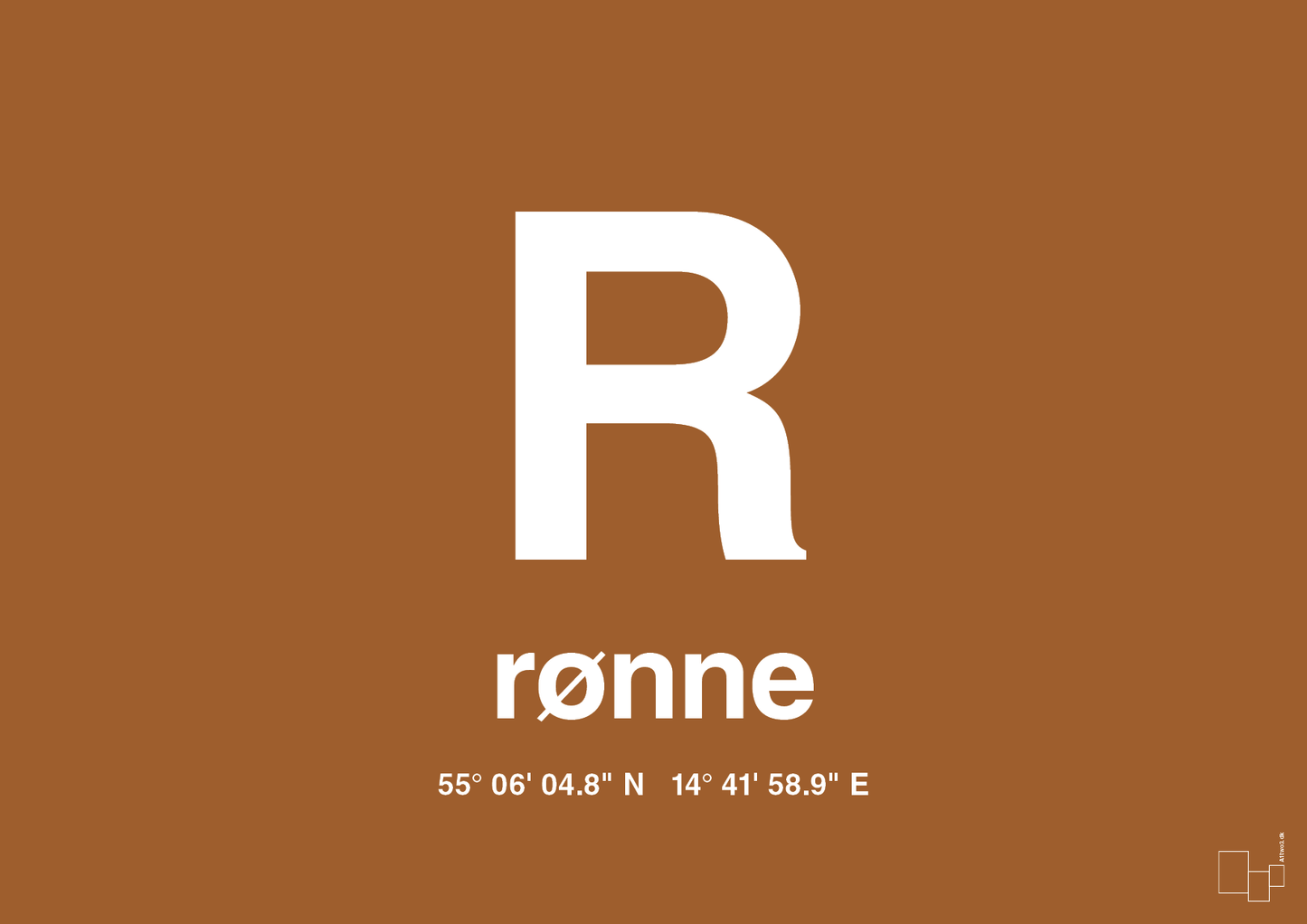 plakat: byplakat rønne med koordinater - cognac-Byer-A1two3