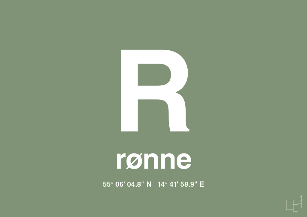 plakat: byplakat rønne med koordinater - jade-Byer-A1two3