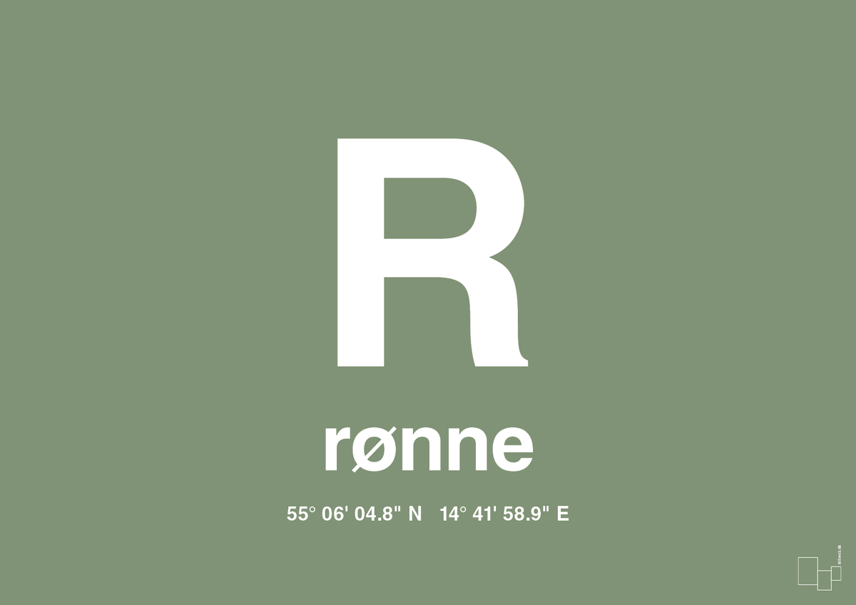 plakat: byplakat rønne med koordinater - jade-Byer-A1two3