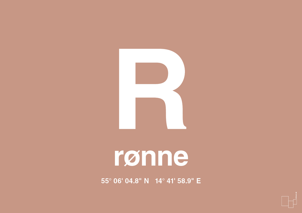 plakat: byplakat rønne med koordinater - powder-Byer-A1two3