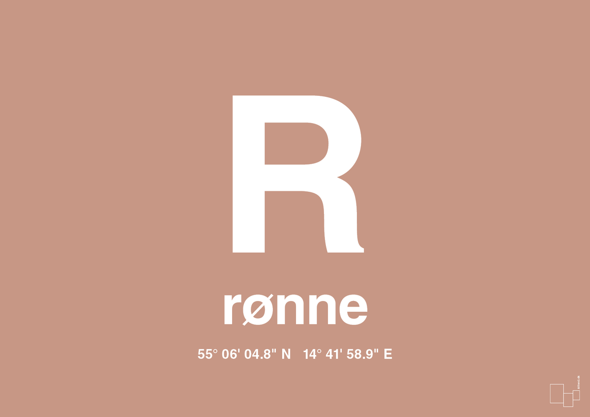 plakat: byplakat rønne med koordinater - powder-Byer-A1two3