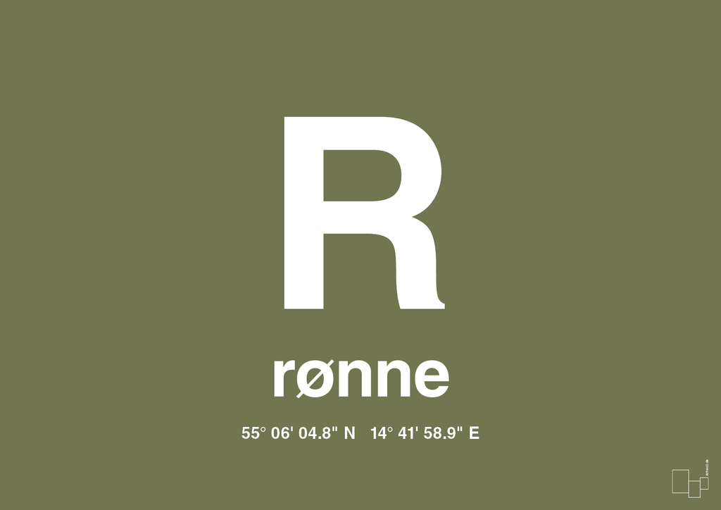 plakat: byplakat rønne med koordinater - secret meadow-Byer-A1two3