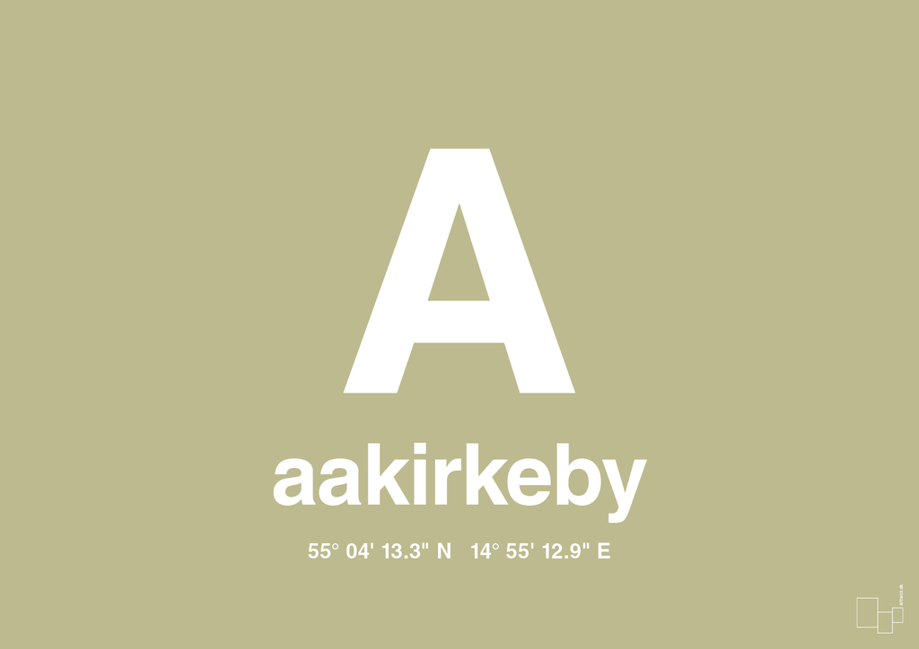 plakat: byplakat aakirkeby med koordinater - back to nature-Byer-A1two3